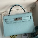 Hermes Kelly Mini II Sellier Handmade Bag In Blue Zephyr Epsom Calfskin JM300kG55