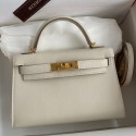 Hermes Kelly Mini II Sellier Handmade Bag In Craie Swift Calfskin JM671jo45