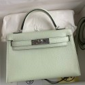 Hermes Kelly Mini II Sellier Handmade Bag In Vert Fizz Chevre Mysore Leather JM1940QT69