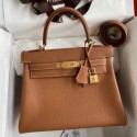 Hermes Kelly Retourne 28 Handmade Bag In Gold Clemence Leather JM1102zp53