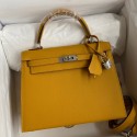 Hermes Kelly Sellier 25 Handmade Bag In Jaune Ambre Epsom Calfskin JM472WY31