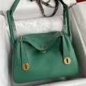 Hermes Lindy 30 Handmade Bag In Malachite Clemence Leather JM249Xw85