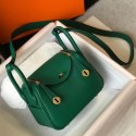 Hermes Lindy Mini Bag In Green Clemence Leather GHW JM532ZP49