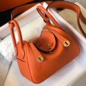 Hermes Lindy Mini Bag In Orange Clemence Leather GHW JM1112Gp37