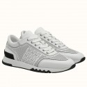 Hermes Men's C-Addict Sneakers In White Perforated Calfskin JM438KV93