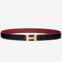 Hermes Mini Constance 24mm Reversible Belt Black/Ruby JM724bT70