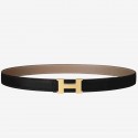 Hermes Mini Constance 24mm Reversible Belt Black/Taupe JM1403xJ94