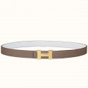 Hermes Mini Constance 24mm Reversible Belt Taupe/White JM624aC46