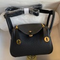 Hermes Mini Lindy Handmade Bag In Black Clemence Leather JM310qq80