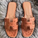 Hermes Oran Sandals In Brown Ostrich Leather JM1979BF80