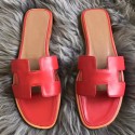 Hermes Oran Sandals In Red Swift Leather JM786Ej26