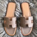 Hermes Oran Sandals In Taupe Swift Leather JM967Lp50