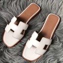Hermes Oran Sandals In White Swift Leather JM277Sy67