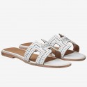 Hermes Oran Studs Sandals In White Leather JM11dM16