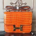 Hermes Orange Constance MM 24cm Crocodile Bag JM1214yH13