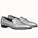 Hermes Paris Loafers In Silver Metallic Goatskin JM1992Ix66