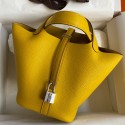 Hermes Picotin Lock 18 Handmade Bag in Jaune Ambre Clemence Leather JM1978Ej26