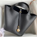 Hermes Picotin Lock 22 Handmade Bag in Black Clemence Leather JM935DV39