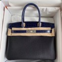 Hermes Touch Birkin 30 Bag In Noir Shiny Niloticus Crocodile Skin JM492vA83