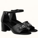 Hermes Viaggio 60MM Sandals In Black Leather JM1458GY14