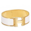 Hermes White Enamel Clic Clac H PM Bracelet JM1382Ej26