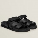Hermes Women's Chypre Sandals In Black Calfskin JM466nV16