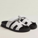 Hermes Women's Chypre Sandals In White Calfskin JM1946uw21