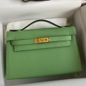 High Imitation Hermes Kelly Pochette Handmade Bag In Vert Cypres Epsom Calfskin JM1158Dd98