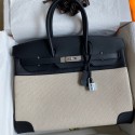 High Quality Replica Hermes Birkin 35 Handmade Bag In Toile & Black Swift Leather JM1269Mj59