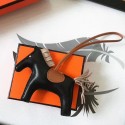 Hot Hermes Rodeo Horse Bag Charm In Black/Camarel/Grey Leather JM518Oa46