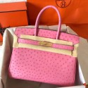Imitation Hermes Birkin 30 Handmade Bag In Pink Ostrich Skin JM2017lL78
