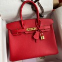 Imitation Hermes Birkin 30 Retourne Handmade Bag In Red Epsom Calfskin JM674Nj42
