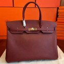 Imitation Hermes Birkin 40 Handmade Bag In Bordeaux Epsom Leather JM1818sd97
