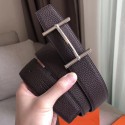 Imitation Hermes H d'Ancre Reversible Belt In Cafe/Noir Leather JM279qe74