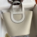 Imitation Hermes In The Loop 18 Handmade Bag in Pearl Grey Clemence Leather JM1336Qt35