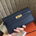 Imitation Hermes Kelly Classic Long Wallet In Navy Epsom Leather JM186nD28