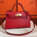 Imitation Hermes Kelly Mini II Handmade Bag In Red Epsom Leather JM1173qe74