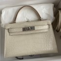 Imitation Hermes Kelly Mini II Sellier Handmade Bag In Beton Matte Alligator Leather JM495RD67