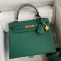 Imitation Hermes Kelly Sellier 25 Handmade Bag In Malachite Epsom Calfskin JM1339NC66