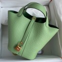 Imitation Hermes Picotin Lock 18 Handmade Bag in Vert Criquet Clemence Leather JM30sd97
