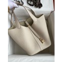 Imitation Hermes Picotin Lock 22 Handmade Bag in Craie Clemence Leather JM494vq24