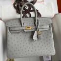 Knockoff Hermes Birkin 25 Retourne Handmade Bag In Blue Glacier Ostrich Leather JM1776DM70