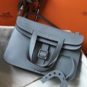 Knockoff Hermes Halzan 31cm Bag In Blue Lin Clemence Leather JM430cL56