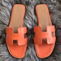 Knockoff Hermes Oran Sandals In Orange Swift Leather JM1017aP53