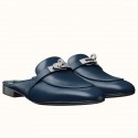 Knockoff Hermes Oz Mules In Dark Blue Calfskin JM1399jI43