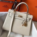 New Hermes Kelly 25cm Retourne Bag In Craie Clemence Leather JM1976Az83