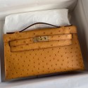 Replica AAA Hermes Kelly Pochette Handmade Bag In Sesame Ostrich Leather JM521Xr29
