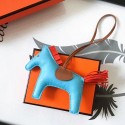 Replica Best Hermes Rodeo Horse Bag Charm In Ciel/Camarel/Orange Leather JM797DL25