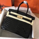 Replica Cheap Hermes Birkin 30 Bag In Black Crocodile Porosus Shiny Skin JM49Vu82