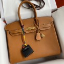 Replica Cheap Hermes Birkin 35 Retourne Handmade Bag In Gold Epsom Calfskin JM1718di41
